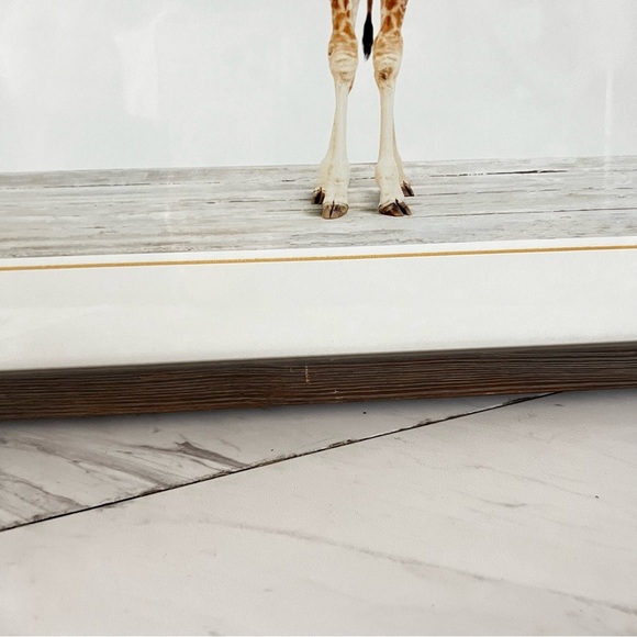 Restoration Hardware Baby Animal Portrait Giraffe Weathered Grey Frame Brown HR - Picture 3 of 15